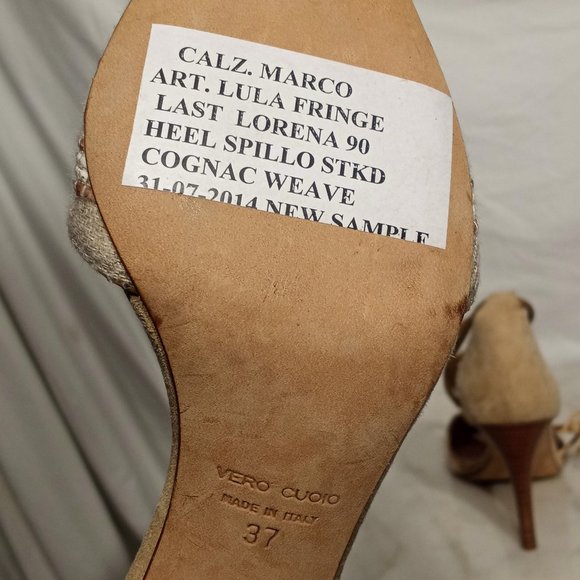 Club Monaco Womens Tan Striped Pointed Toe Stiletto Heels Si… - Picture 8 of 8